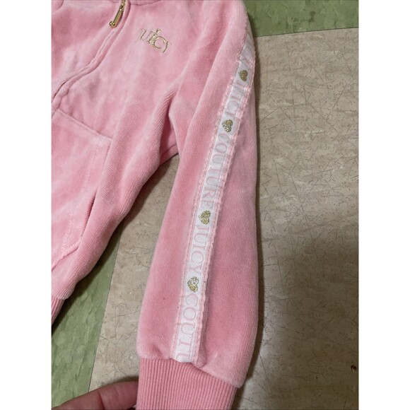 Juicy Couture 2T Toddler Girl 2p Velour Tracksuit Jogger Outfit Hoodie Pink - Picture 5 of 7